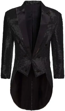 2025 Mens Sequins Tailcoat Jacket Victorian Steampunk Costumes Gothic Victorian Frock Blazer Coat JJK029
