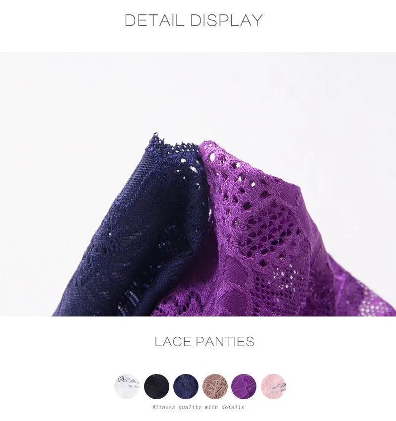 3 Pack Lace Panties Seamless Underwear Floral Cotton Mix Transparent Bikini Briefs