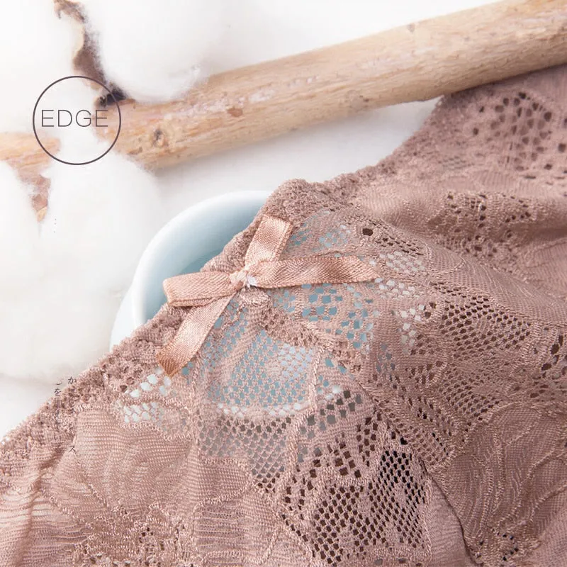 3 Pack Lace Panties Seamless Underwear Floral Cotton Mix Transparent Bikini Briefs