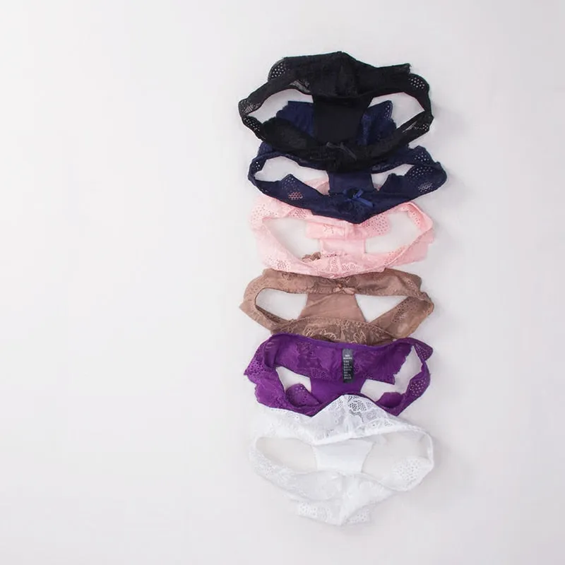 3 Pack Lace Panties Seamless Underwear Floral Cotton Mix Transparent Bikini Briefs