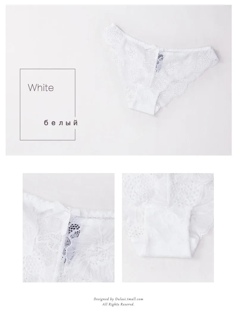 3 Pack Lace Panties Seamless Underwear Floral Cotton Mix Transparent Bikini Briefs