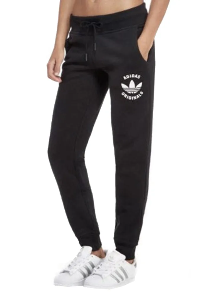 Adidas Ladies Classic Logo Graphic Drawstring Jogger Pants