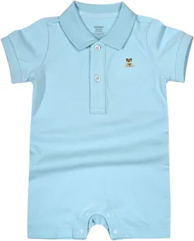Baby Polo Romper Cotton Short Sleeve Embroidery Bear Jumpsuit 3-24 Months