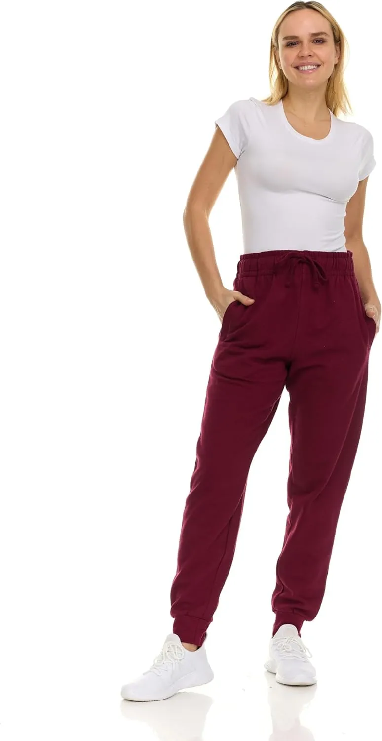 BILLIONHATS 12 Pack Women Jogger Sweatpants, Bulk Comfy Fleece-Lined with Ribbed Cuffs for Charities & Shelter Home Donations