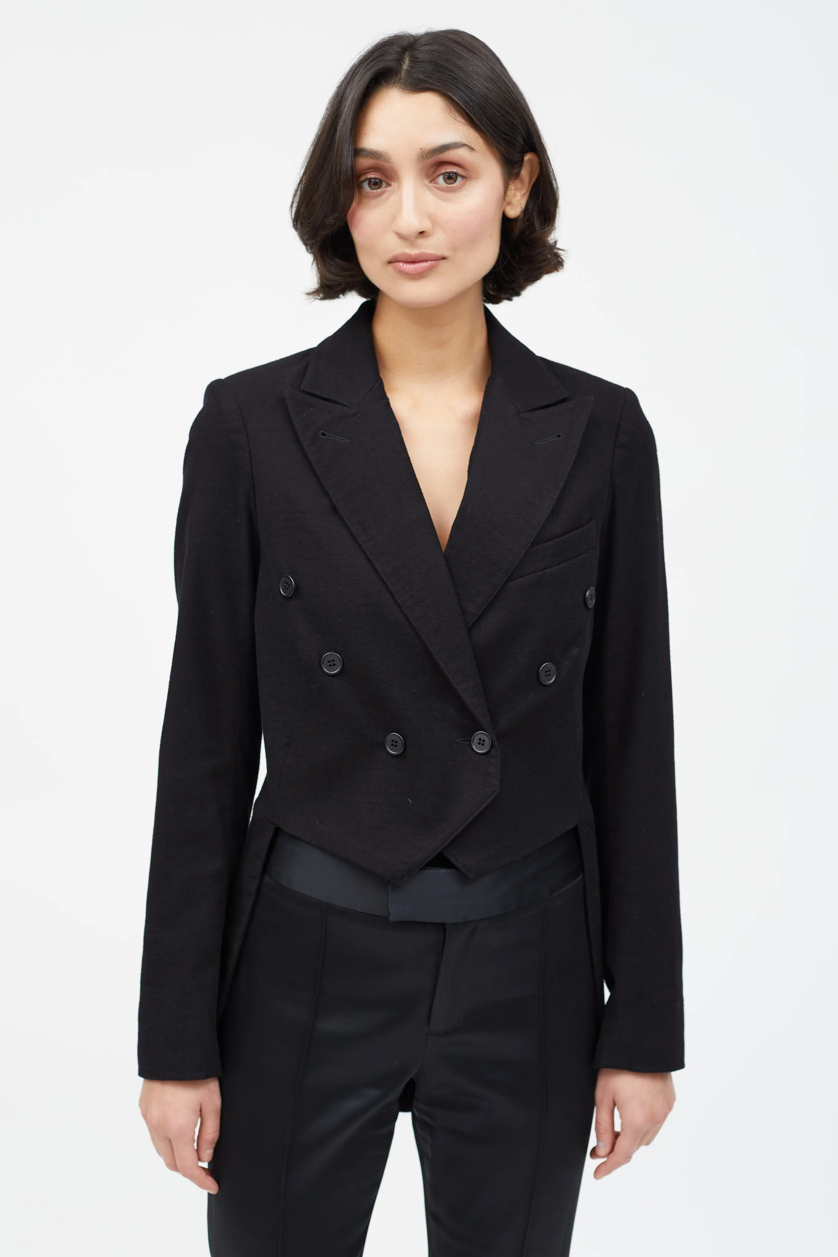 Black Double Breasted Tailcoat Blazer
