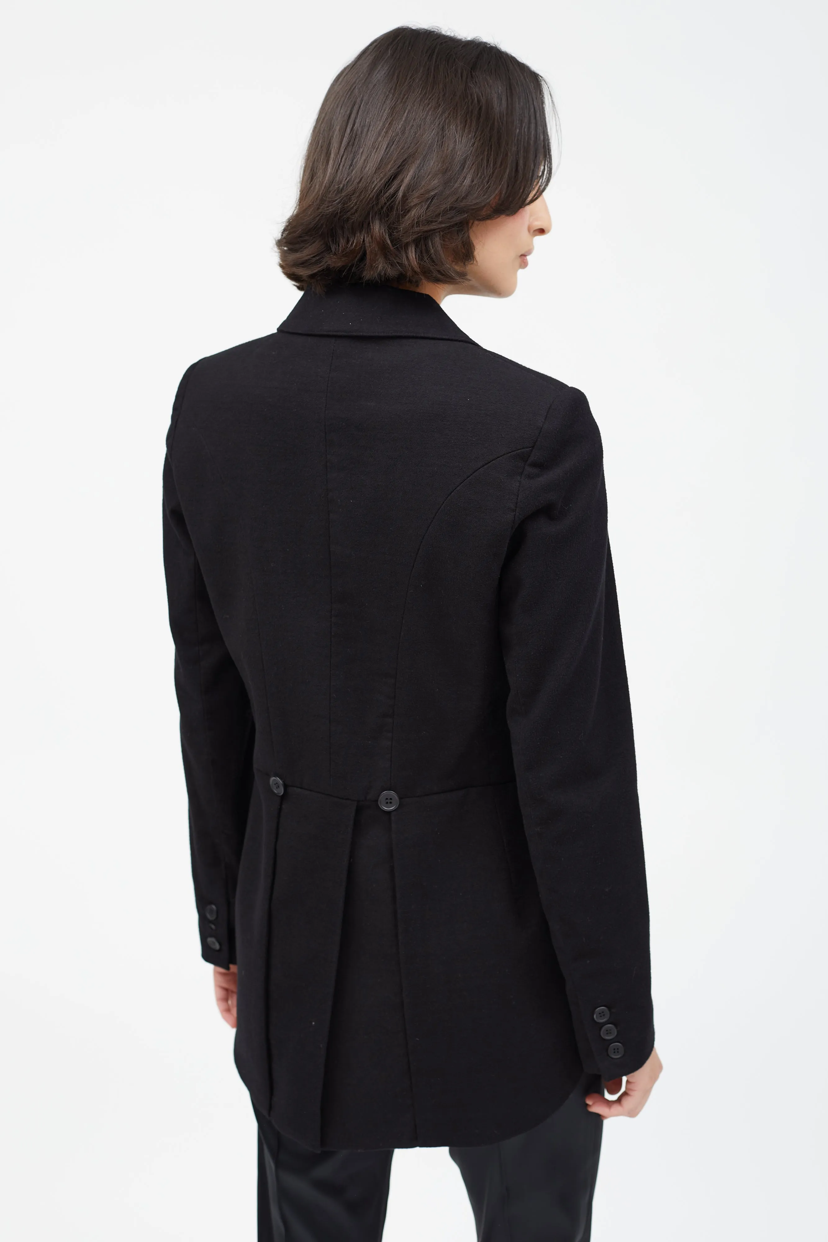 Black Double Breasted Tailcoat Blazer