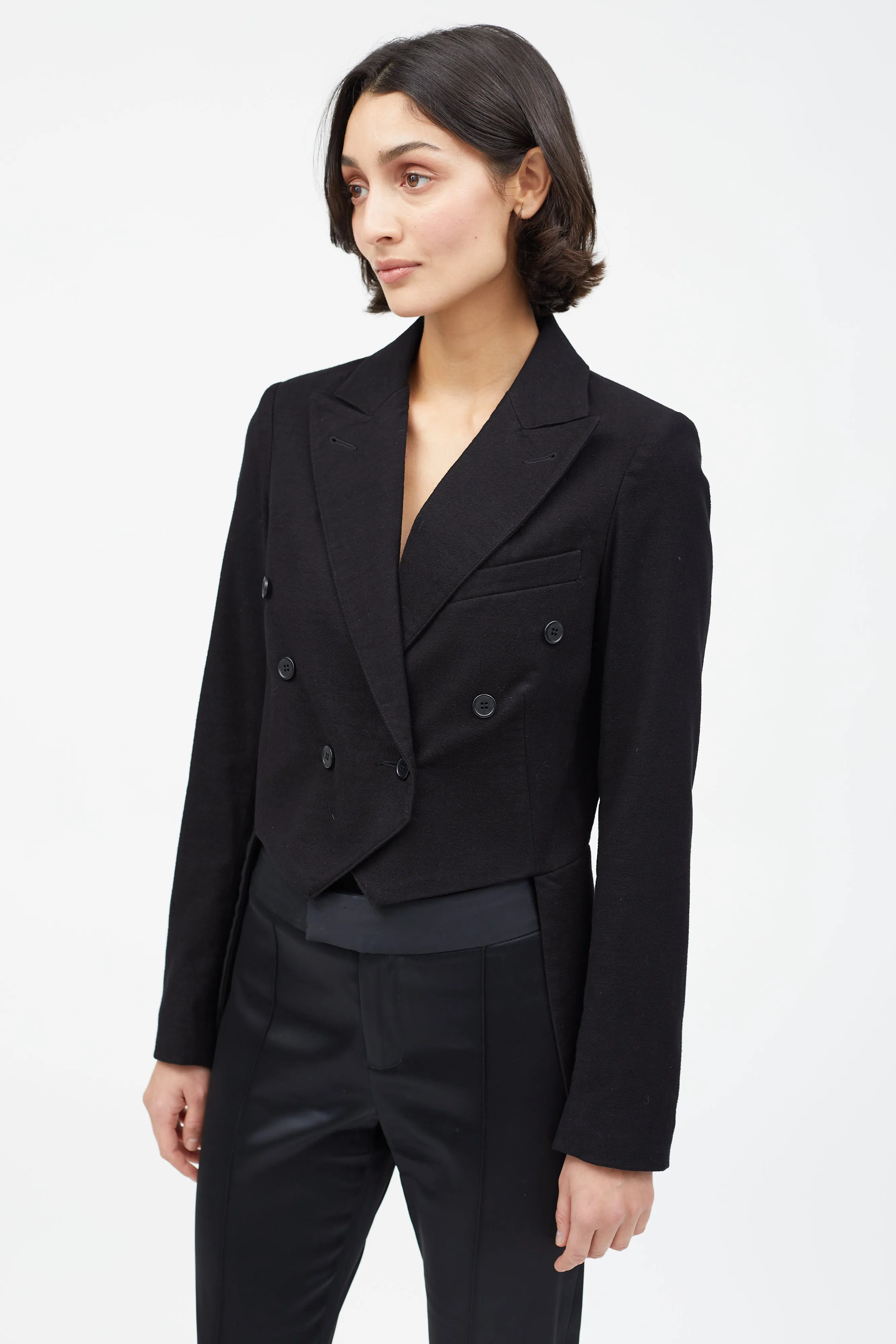 Black Double Breasted Tailcoat Blazer