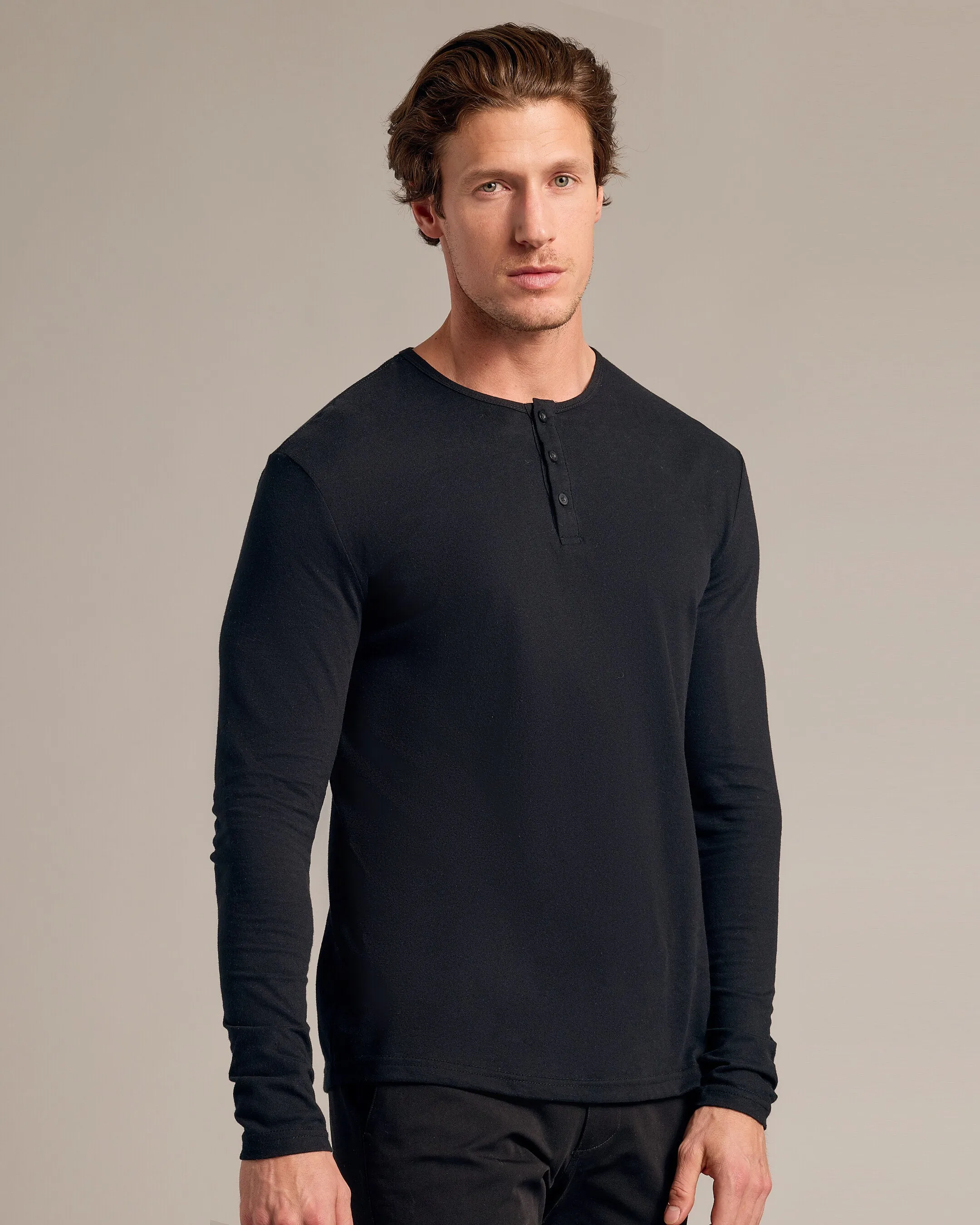 Black Long Sleeve Henley