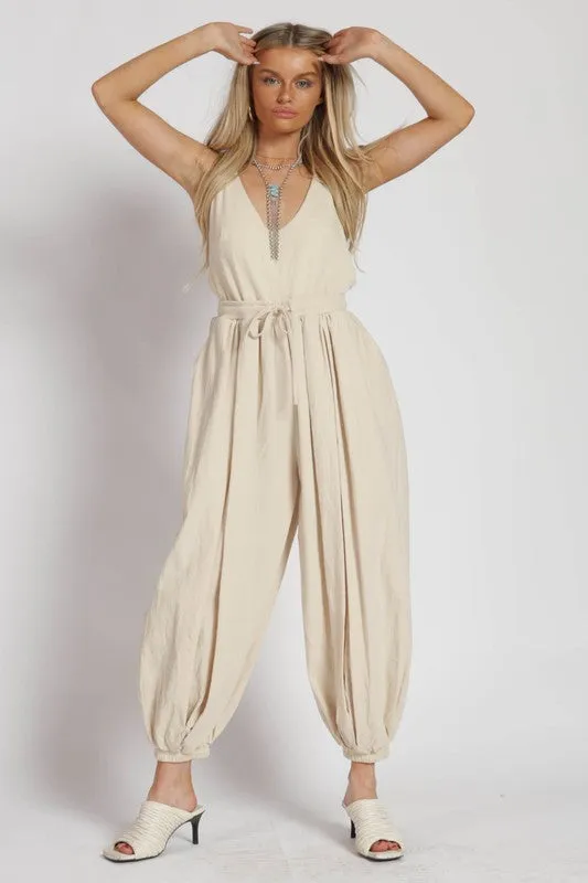 Bone Mix Media Jumpsuit