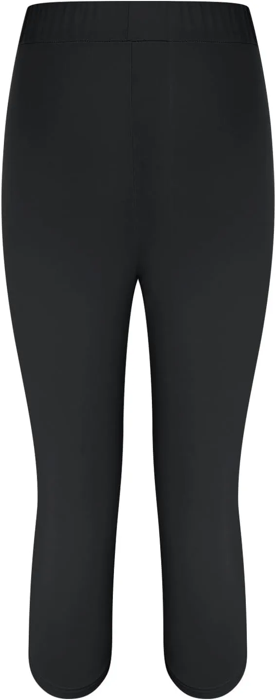 Capri Leggings for Women Plus Size Tummy Control Knee Length No Pockets High Waisted Yoga Pants Soft Workout Tights