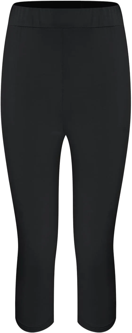 Capri Leggings for Women Plus Size Tummy Control Knee Length No Pockets High Waisted Yoga Pants Soft Workout Tights