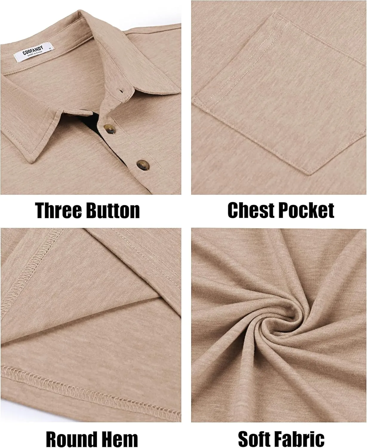 COOFANDY Men Short Sleeve Polo Shirt Casual Summer Collar Shirts Dress Button Polo T Shirt Classic Golf Shirts