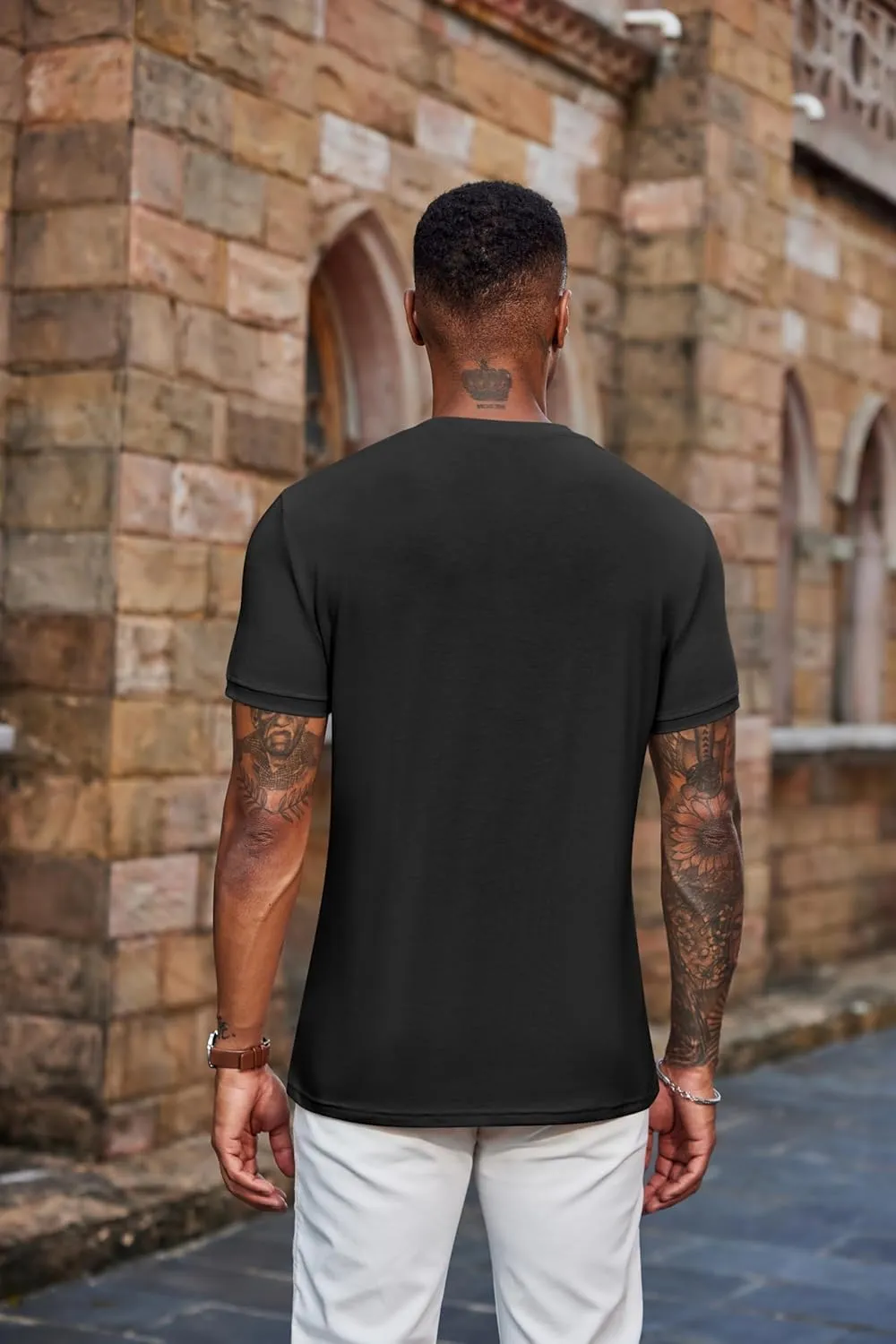 COOFANDY Men's Henley Shirts Short Sleeve Casual Summer Basic Tee Solid Button T-Shirts