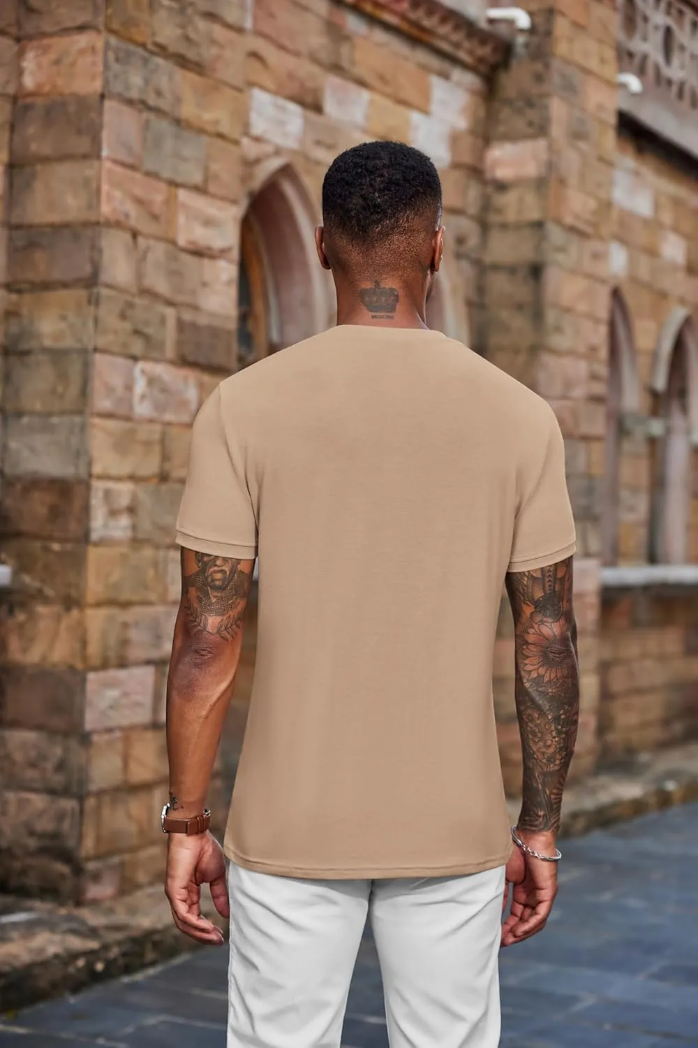 COOFANDY Men's Henley Shirts Short Sleeve Casual Summer Basic Tee Solid Button T-Shirts