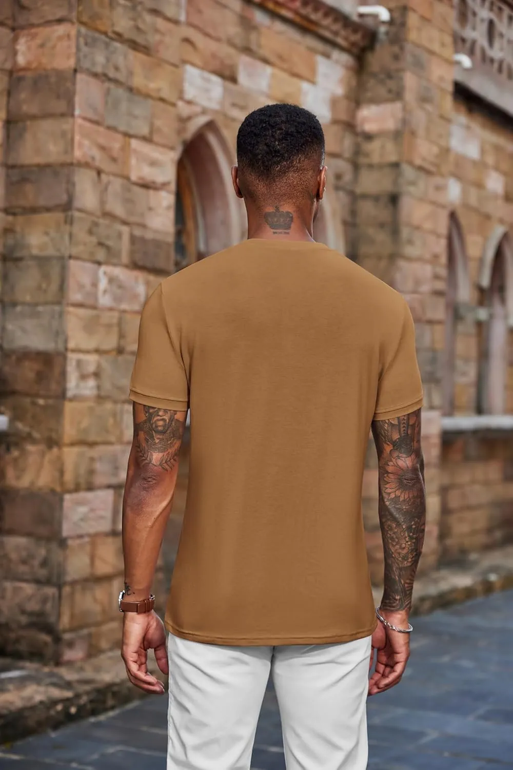 COOFANDY Men's Henley Shirts Short Sleeve Casual Summer Basic Tee Solid Button T-Shirts