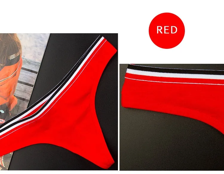 Cotton Mix G-String Thong Panties String Underwear Briefs Sexy Lingerie Pants Intimate Ladies Letter Low-Rise  Undies