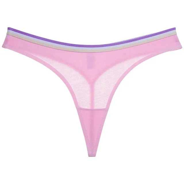 Cotton Mix G-String Thong Panties String Underwear Briefs Sexy Lingerie Pants Intimate Ladies Letter Low-Rise  Undies