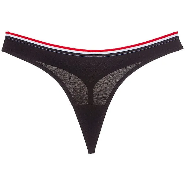 Cotton Mix G-String Thong Panties String Underwear Briefs Sexy Lingerie Pants Intimate Ladies Letter Low-Rise  Undies