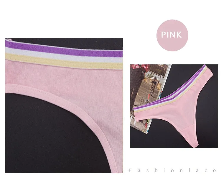 Cotton Mix G-String Thong Panties String Underwear Briefs Sexy Lingerie Pants Intimate Ladies Letter Low-Rise  Undies