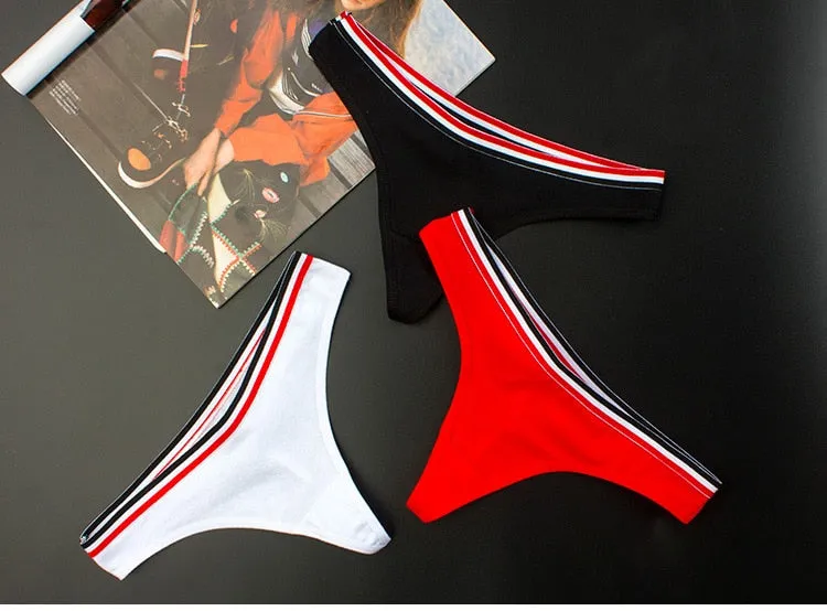 Cotton Mix G-String Thong Panties String Underwear Briefs Sexy Lingerie Pants Intimate Ladies Letter Low-Rise  Undies