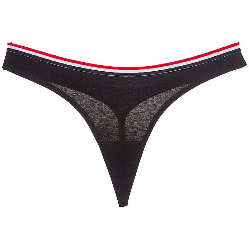 Cotton Mix G-String Thong Panties String Underwear Briefs Sexy Lingerie Pants Intimate Ladies Letter Low-Rise  Undies