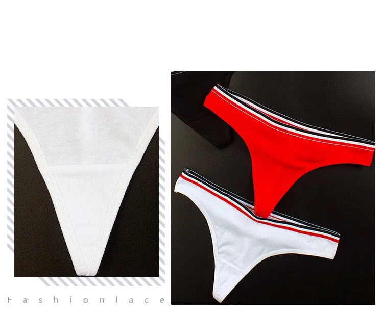 Cotton Mix G-String Thong Panties String Underwear Briefs Sexy Lingerie Pants Intimate Ladies Letter Low-Rise  Undies