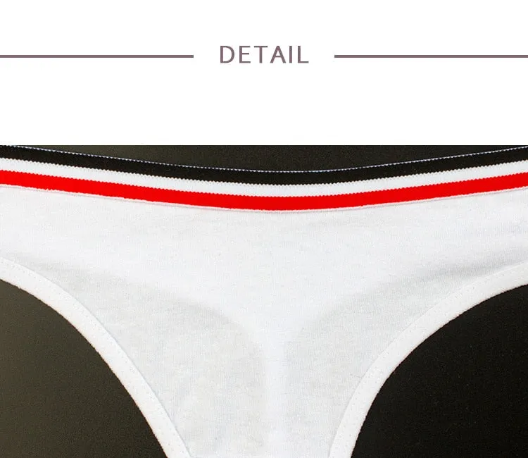 Cotton Mix G-String Thong Panties String Underwear Briefs Sexy Lingerie Pants Intimate Ladies Letter Low-Rise  Undies