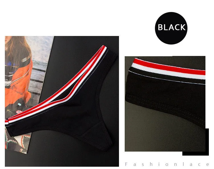 Cotton Mix G-String Thong Panties String Underwear Briefs Sexy Lingerie Pants Intimate Ladies Letter Low-Rise  Undies
