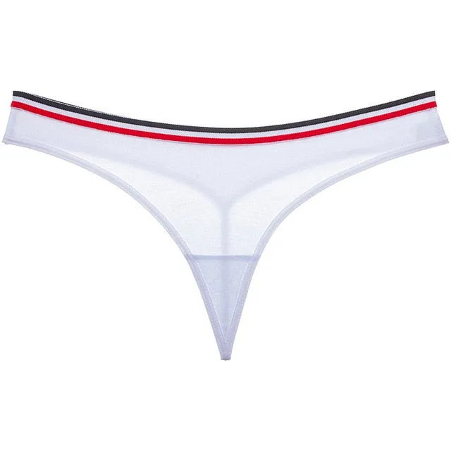 Cotton Mix G-String Thong Panties String Underwear Briefs Sexy Lingerie Pants Intimate Ladies Letter Low-Rise  Undies