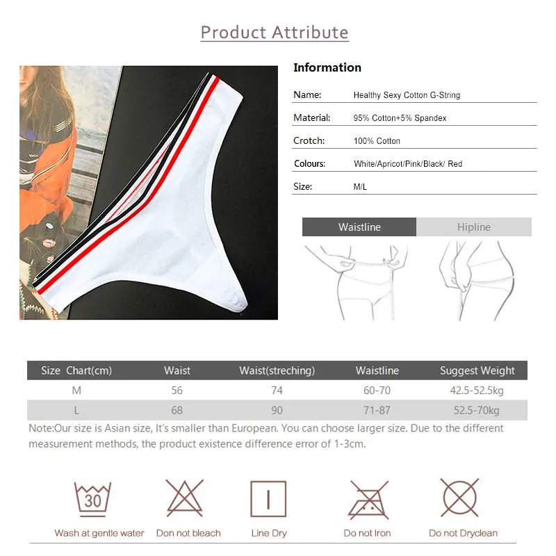 Cotton Mix G-String Thong Panties String Underwear Briefs Sexy Lingerie Pants Intimate Ladies Letter Low-Rise  Undies