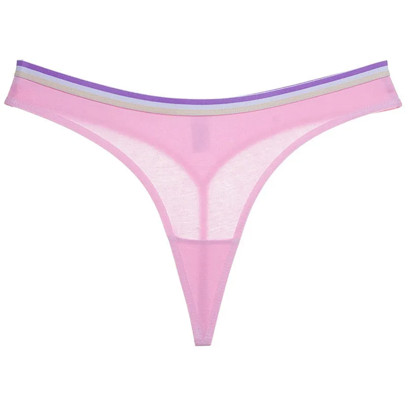 Cotton Mix G-String Thong Panties String Underwear Briefs Sexy Lingerie Pants Intimate Ladies Letter Low-Rise  Undies