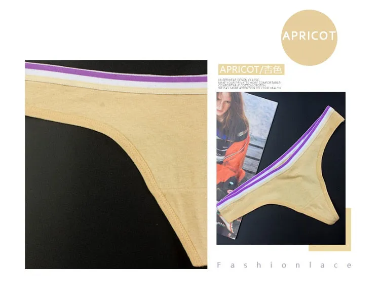 Cotton Mix G-String Thong Panties String Underwear Briefs Sexy Lingerie Pants Intimate Ladies Letter Low-Rise  Undies