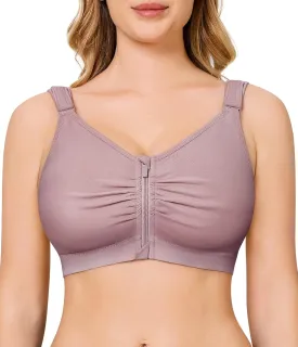 CYDREAM Zip Front Bra for Women Wireless Full Coverage Comfort Everyday Post Surgery Compression Bras Adjustable Straps