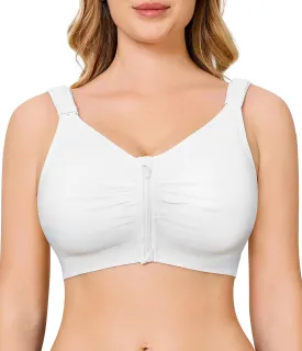 CYDREAM Zip Front Bra for Women Wireless Full Coverage Comfort Everyday Post Surgery Compression Bras Adjustable Straps