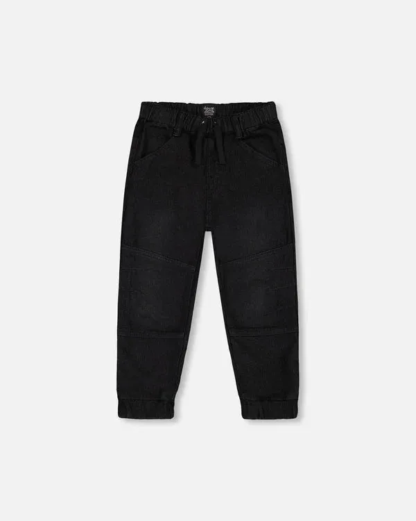 Deux Par Deux French Terry Denim Joggers  - Black