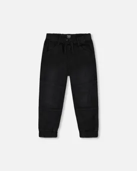 Deux Par Deux French Terry Denim Joggers  - Black