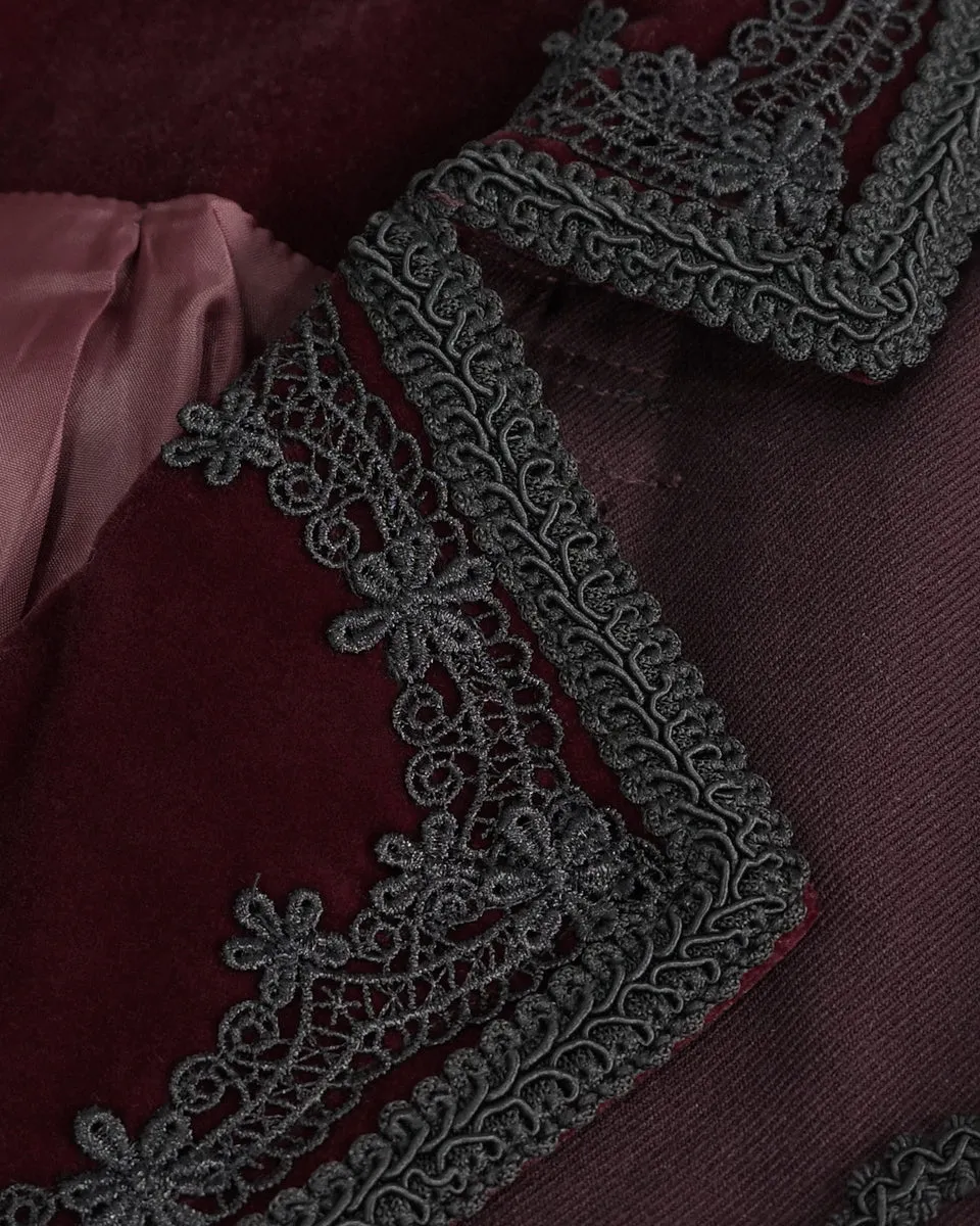 Devil Fashion Stokerton Mens Regency Gothic Tailcoat Jacket - Red