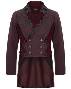Devil Fashion Stokerton Mens Regency Gothic Tailcoat Jacket - Red