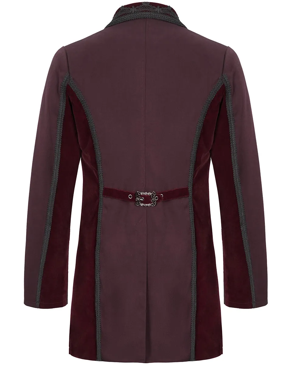 Devil Fashion Stokerton Mens Regency Gothic Tailcoat Jacket - Red