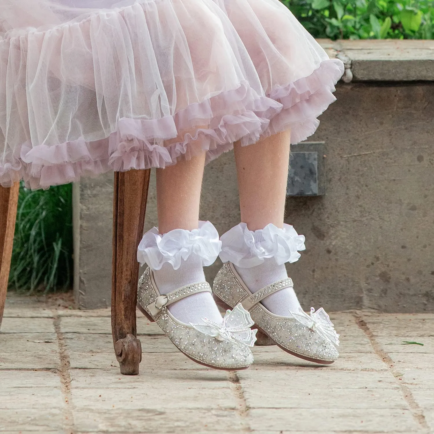 Dicry Toddler Girls Double Lace Socks with Ripple Cuffs and Big Ruffle for Infants and Kids