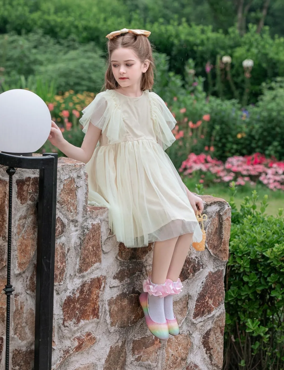 Dicry Toddler Girls Double Lace Socks with Ripple Cuffs and Big Ruffle for Infants and Kids