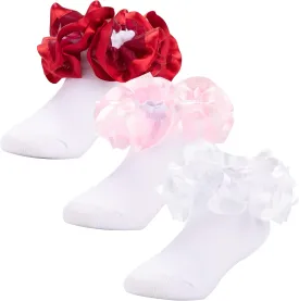 Dicry Toddler Girls Double Lace Socks with Ripple Cuffs and Big Ruffle for Infants and Kids