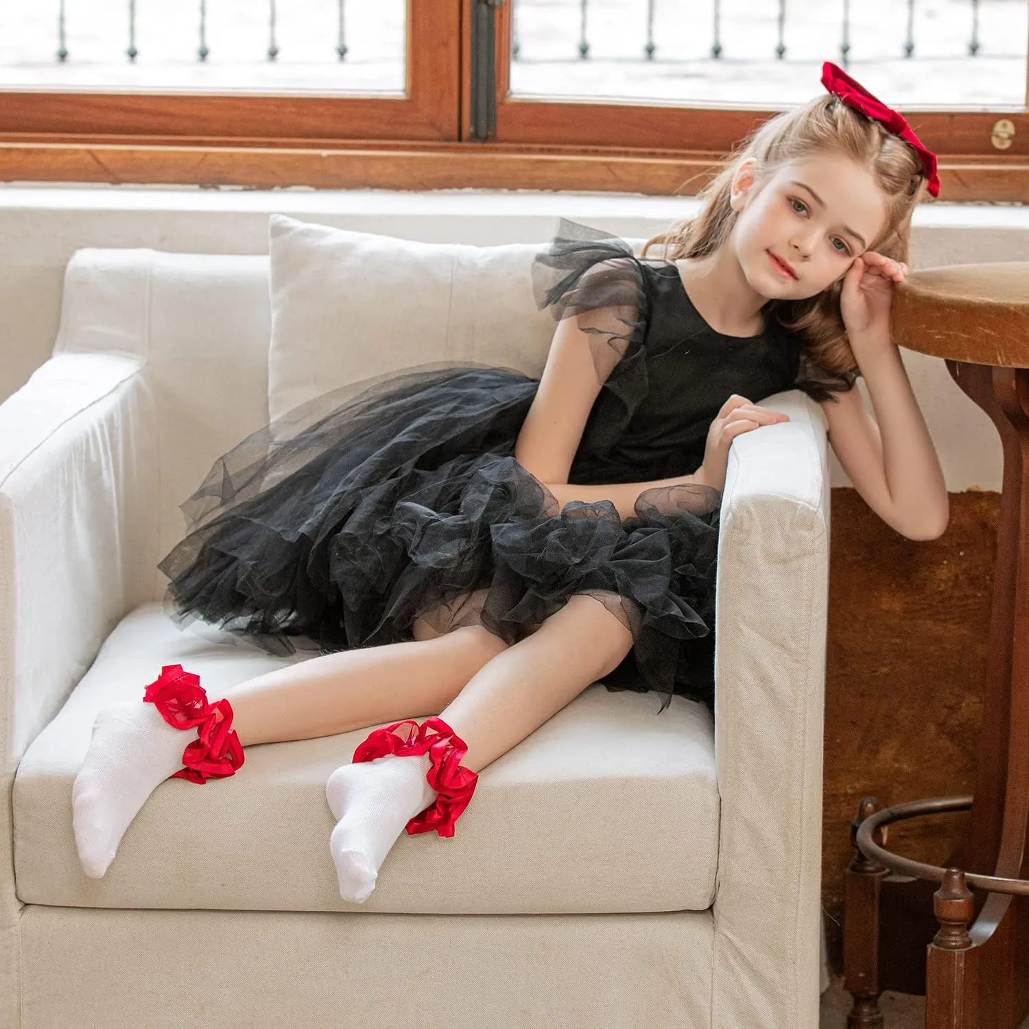 Dicry Toddler Girls Double Lace Socks with Ripple Cuffs and Big Ruffle for Infants and Kids