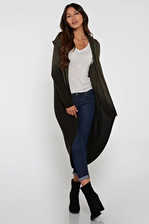 Dip Dyed Long Sleeve Two Way Cardigan