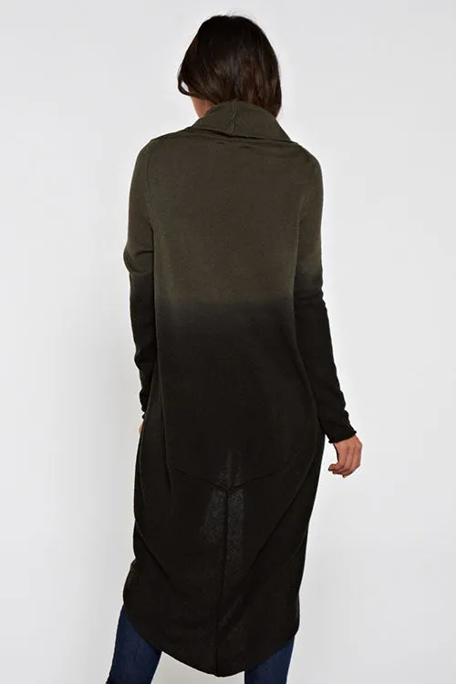 Dip Dyed Long Sleeve Two Way Cardigan