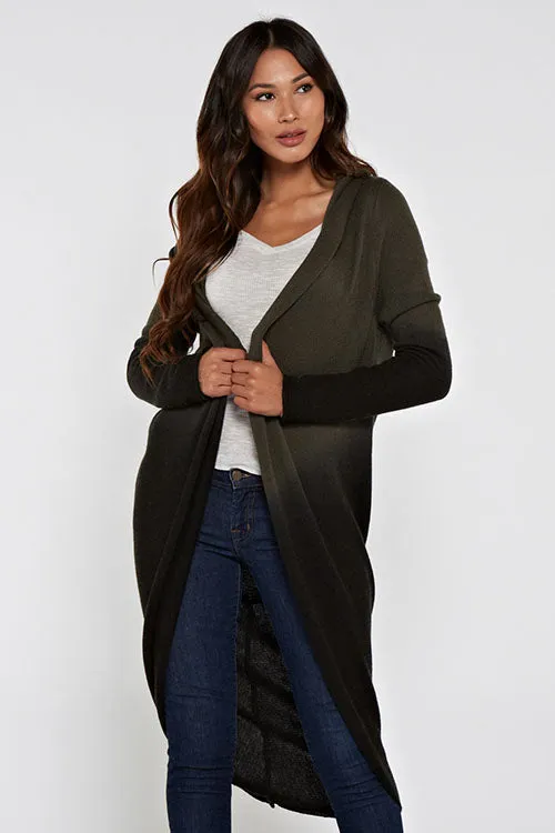 Dip Dyed Long Sleeve Two Way Cardigan