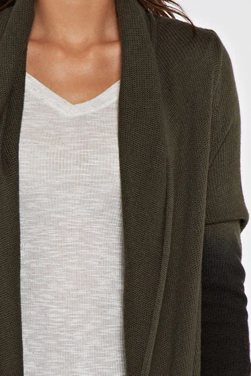 Dip Dyed Long Sleeve Two Way Cardigan