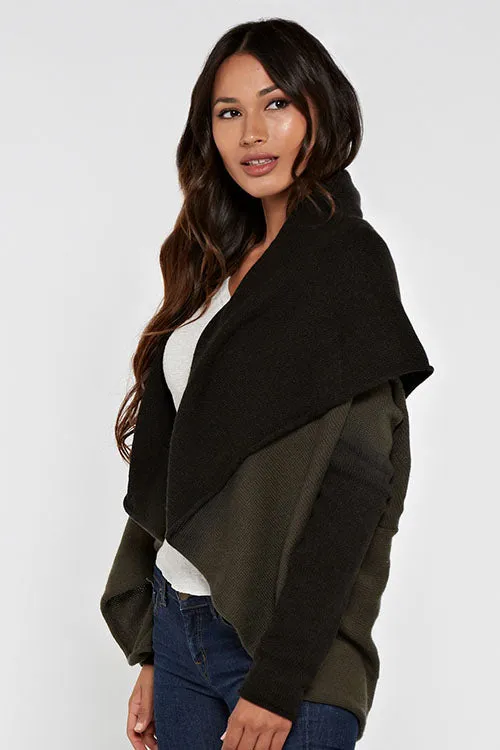 Dip Dyed Long Sleeve Two Way Cardigan