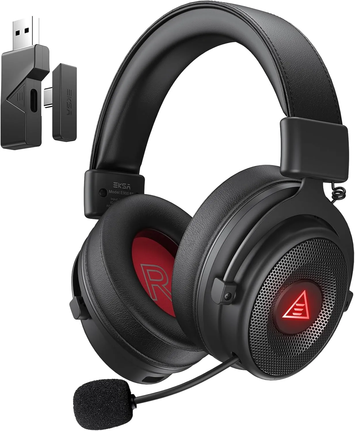 EKSA USB Gaming Headset for PC - Computer Headset with Detachable Noise Cancelling Mic, SurroundTuned Audio, 50MM Driver - Headphones with Microphone for PS4/PS5, Xbox One, Laptop, Office (Wireless)