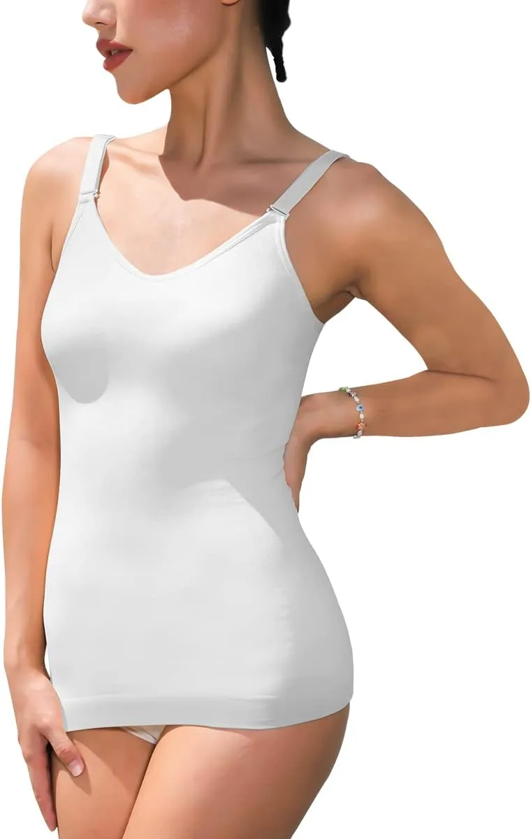 EUYZOU Women's Shapewear Tummy Control Tank Tops - CrissCross Adjustable Straps Seamless Body Shaper Compression Camisole